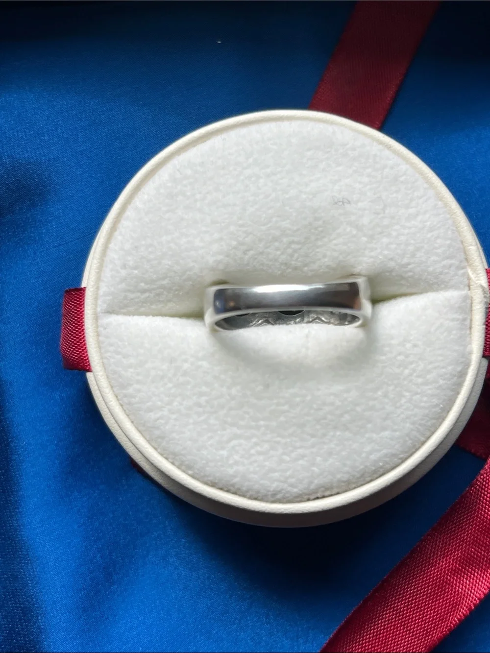 Sterling Silver Twist Band with Blue Marquise Stones